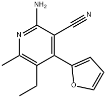 3-Pyridinecarbonitrile,2-amino-5-ethyl-4-(2-furanyl)-6-methyl-(9CI) 化学構造式