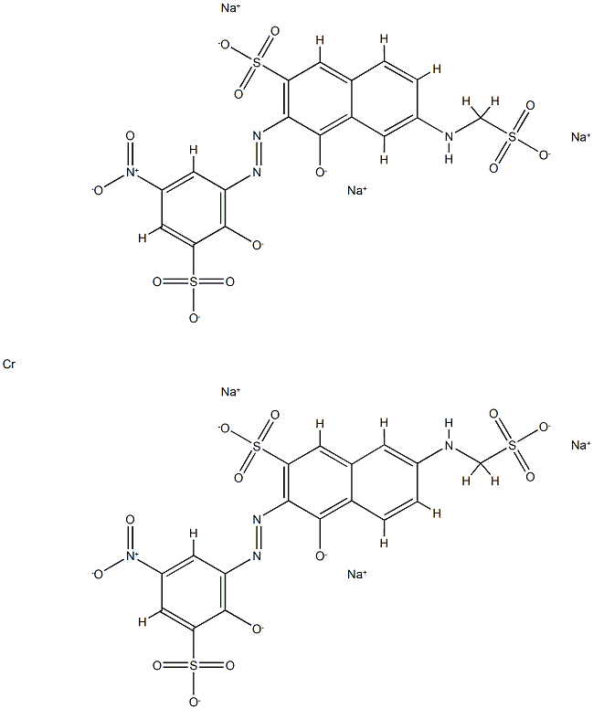 4-ヒドロキシ-3-[(2-ヒドロキシ-5-ニトロ-3-スルホフェニル)アゾ]-6-[(スルホメチル)アミノ]-2-ナフタレンスルホン酸/ナトリウム/クロム酸,(2:6:1) 化学構造式