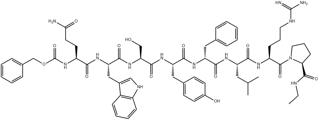LHRH, Gln(1)-des-His(2)-Phe(6)-N-Et-ProNH2(9)-,64153-06-6,结构式