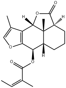 (Z)-2-Methyl-2-butenoic acid [(2aS)-2a,3,4,5,5aβ,6,9bβ,9c-octahydro-9,9cβ-dimethyl-2-oxo-2H-naphtho[1,8-bc:3,2-b']difuran-6β-yl] ester Structure
