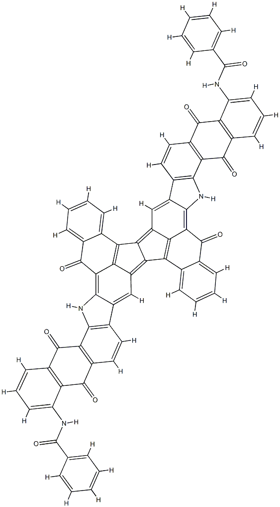 N,N'-(5,13,14,15,20,28,29,30-octahydro-5,13,15,20,28,30-hexaoxobenzo[4,5]naphth[2''',3''':6'',7'']indolo[3'',2'':4',5']aceanthryleno[1',2':2,3]indeno[7,1-ab]naphtho[2,3-i]carbazole-4,19-diyl)bis(benzamide) Struktur