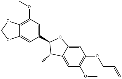 6-[(2S)-2,3-Dihydro-5-methoxy-3β-methyl-6-(2-propenyloxy)benzofuran-2α-yl]-4-methoxy-1,3-benzodioxole,64272-50-0,结构式