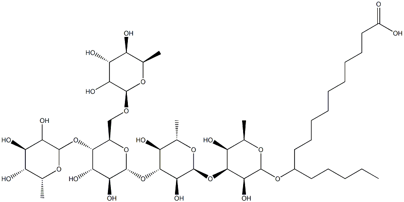 64272-53-3 11-[[3-O-[3-O-[4-O,6-O-Bis(6-deoxy-α-L-mannopyranosyl)-β-D-glucopyranosyl]-6-deoxy-α-L-mannopyranosyl]-6-deoxy-β-D-galactopyranosyl]oxy]hexadecanoic acid