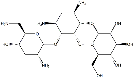 4-O-(2,6-Diamino-2,3,6-trideoxy-α-D-ribo-hexopyranosyl)-6-O-(α-D-glucopyranosyl)-2-deoxy-D-streptamine Structure