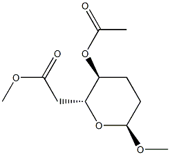 メチル2,3-ジデオキシ-α-D-erythro-ヘキソピラノシドジアセタート 化学構造式