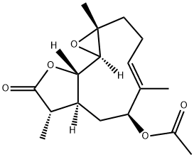 (1aR,4E,6S,7aS,8S,10aS,10bR)-6-Acetoxy-2,3,6,7,7a,8,10a,10b-octahydro-1a,5,8-trimethyloxireno[9,10]cyclodeca[1,2-b]furan-9(1aH)-one Struktur