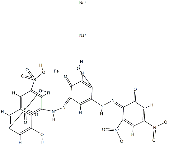 Ferrate(2-), [4-[[2,4-dihydroxy-5-[(2- hydroxy-4,6-dinitrophenyl)azo]phenyl]azo]-5-hydroxy -2,7-naphthalenedisulfonato(4-)]-, disodium Structure