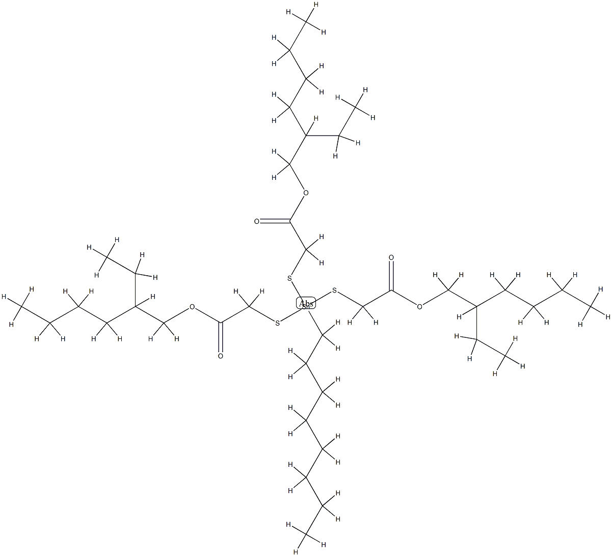 2-ethylhexoxycarbonylmethanethiolate, octyltin Structure