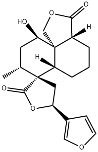 (3R,3'aR,5S,6'aβ,10'aR)-4,5,4',5',6',6'a,9',10'-Octahydro-5-(3-furyl)-10'β-hydroxy-8'α-methylspiro[furan-3(2H),7'(8'H)-naphtho[1,8a-c]furan]-2,3'(3'aH)-dione Struktur