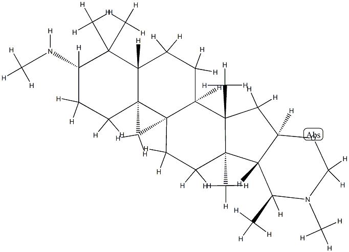 3',4',16β,17α-テトラヒドロ-N,3',4,4,4'α,14-ヘキサメチル-2'H-9,19-シクロ-5α-アンドロスタ-16-エノ[17,16-e][1,3]オキサジン-3β-アミン 化学構造式