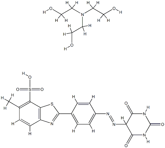 2-[4-[(hexahydro-2,4,6-trioxo-5-pyrimidyl)azo]phenyl]-6-methylbenzothiazole-7-sulphonic acid, compound with 2,2',2''-nitrilotris[ethanol] (1:1) 结构式