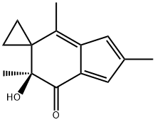 Spiro[cyclopropane-1,5-[5H]inden]-7(6H)-one, 6-hydroxy-2,4,6-trimethyl-, (6S)- (9CI) 化学構造式