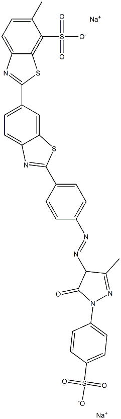2'-[4-[[4,5-ジヒドロ-3-メチル-5-オキソ-1-(4-スルホフェニル)-1H-ピラゾール-4-イル]アゾ]フェニル]-6-メチル-2,6'-ビベンゾチアゾール-7-スルホン酸二ナトリウム 化学構造式