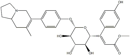4-(1,2,3,5,8,8a-Hexahydro-7-methylindolizin-6-yl)phenyl β-D-glucopyranoside 6-[3-(4-hydroxyphenyl)propenoate],65370-71-0,结构式