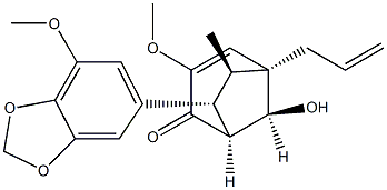 (1S,8-syn)-8-Hydroxy-3-methoxy-7β-(7-methoxy-1,3-benzodioxol-5-yl)-6α-methyl-5α-allylbicyclo[3.2.1]oct-3-en-2-one Structure