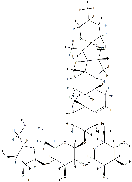 (25R)-3β-[[2-O-(α-L-Rhamnopyranosyl)-4-O-(α-L-arabinofuranosyl)-β-D-glucopyranosyl]oxy]spirosta-5-ene-17-ol Struktur