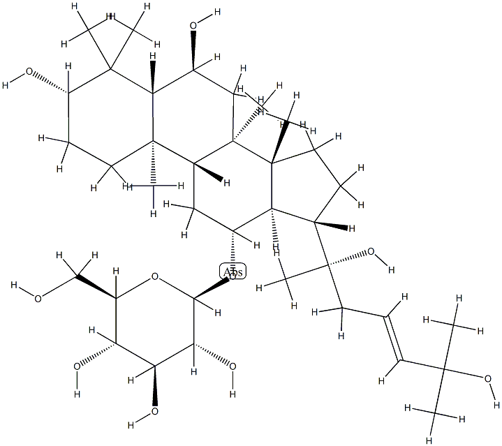 [(23E)-3β,6α,20,25-Tetrahydroxy-5α-dammar-23-en-12β-yl]β-D-glucopyranoside Structure