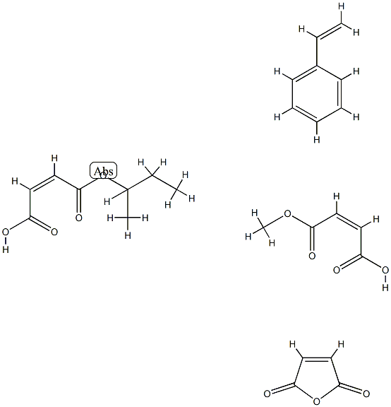 (Z)-2-琥珀酸一甲基醚与苯乙烯、2,5-呋喃二酮和(Z)-1-甲基丙基-2-丁烯二酸氢酯的聚合物, 65652-36-0, 结构式