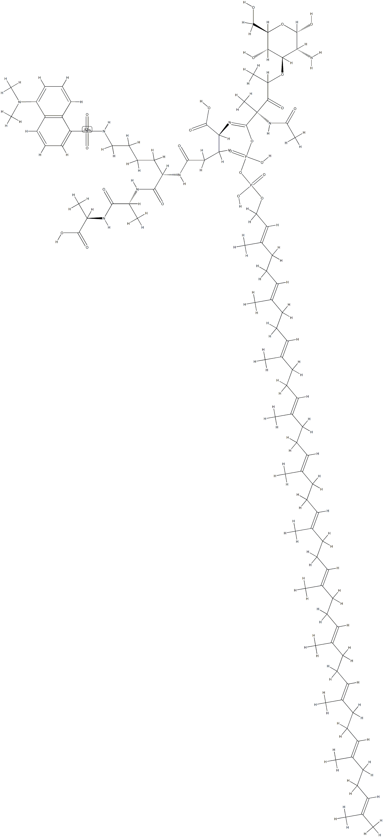 undecaprenyl diphosphate-N-acetylmuramoyl-(5- dimethylaminonaphthalene-1-sulfonyl)pentapeptide Structure