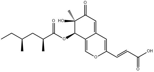 (2S,4S)-2,4-Dimethylhexanoic acid [(7R)-3-[(E)-2-carboxyethenyl]-7,8-dihydro-7-hydroxy-7-methyl-6-oxo-6H-2-benzopyran-8α-yl] ester Struktur