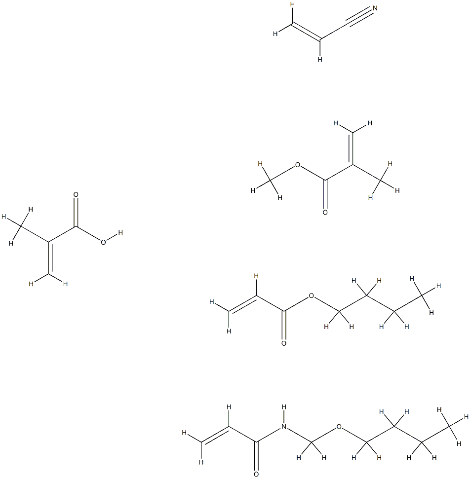 2-Propenoic acid, 2-methyl-, polymer with N-(butoxymethyl)-2-propenamide, butyl 2-propenoate, methyl 2-methyl-2-propenoate and 2-propenenitrile 结构式