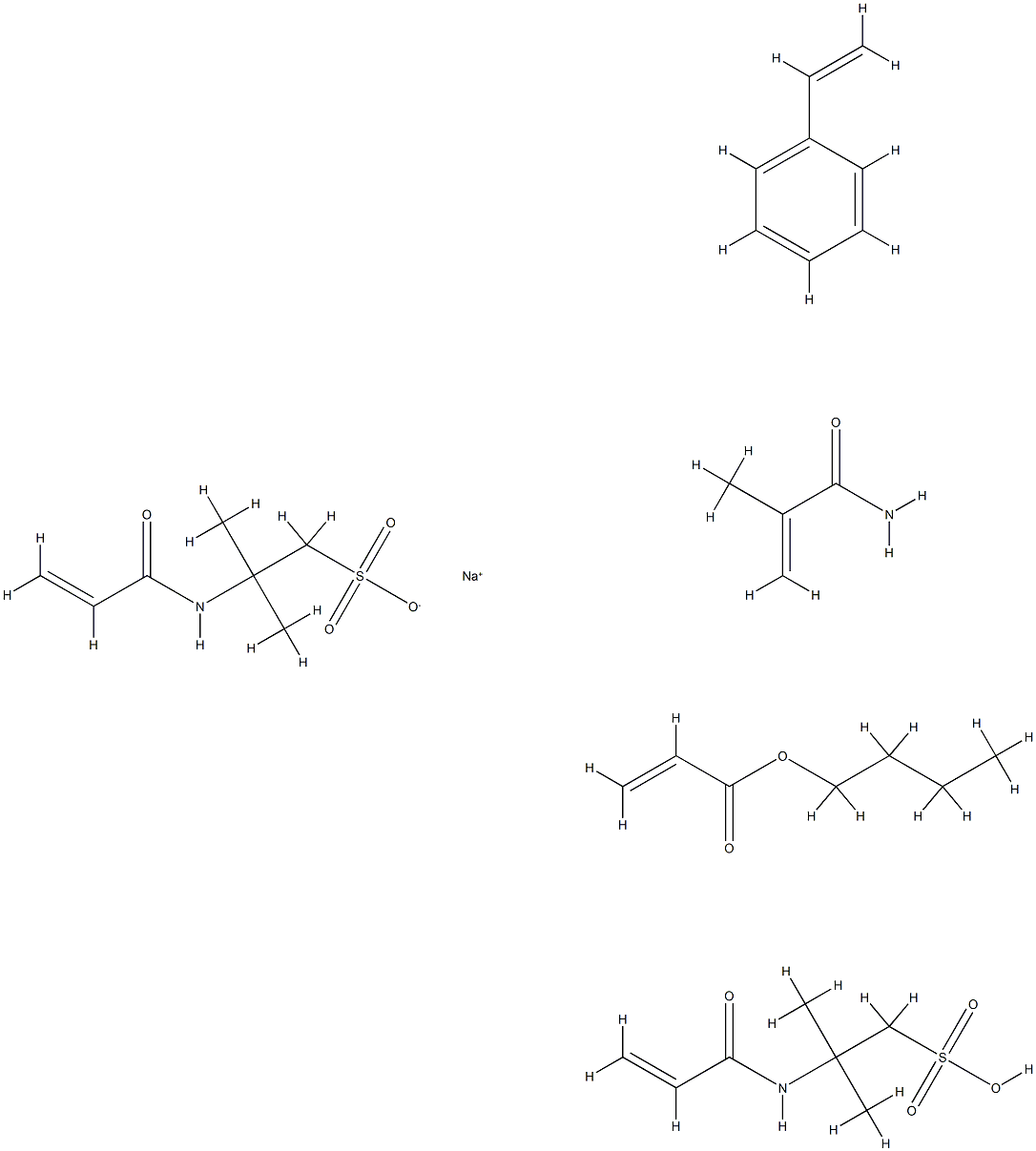 66142-17-4 2-Propenoic acid, butyl ester, polymer with ethenylbenzene, 2-methyl-2-[(1-oxo-2-propenyl) amino]-1-propanesulfonic acid, 2-methyl-2-[(1-oxo-2-propenyl) amino]-1-propanesulfonic acid monosodium salt and 2-methyl-2-propenamide