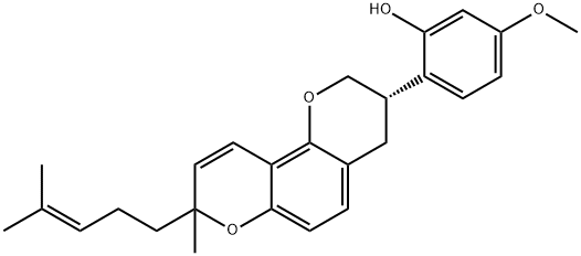 2-[3,4-ジヒドロ-8-メチル-8-(4-メチル-3-ペンテニル)-2H,8H-ベンゾ[1,2-b:3,4-b']ジピラン-3-イル]-5-メトキシフェノール 化学構造式
