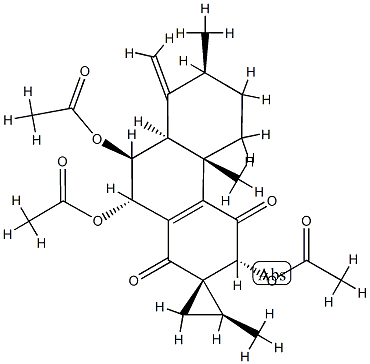 (2S,2'S)-3,4,4b,5,6,7,8,8aβ,9,10-Decahydro-2',4bα,7α-trimethyl-8-methylene-1,4-dioxospiro[phenanthrene-2(1H),1'-cyclopropane]-3β,9α,10β-triol 3,9,10-triacetate Struktur