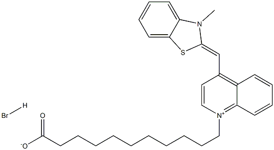 (E)-1-(10-Carboxydecyl)-4-((3-Methylbenzo[D]Thiazol-2(3H)-Ylidene)Methyl)Quinolin-1-Ium Bromide(WXC00718) Structure