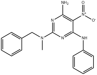 N~2~-benzyl-N~2~-methyl-5-nitro-N~4~-phenylpyrimidine-2,4,6-triamine Structure