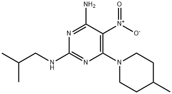 6-(4-methylpiperidin-1-yl)-N~2~-(2-methylpropyl)-5-nitropyrimidine-2,4-diamine 结构式