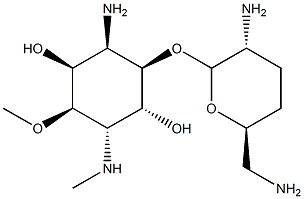 4-Amino-1,4-dideoxy-3-O-(2,6-diamino-2,3,4,6-tetradeoxy-α-D-erythro-hexopyranosyl)-6-O-methyl-1-(methylamino)-L-chiro-inositol,67330-21-6,结构式