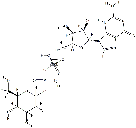 guanosine-2-deoxy-2-fluoro-D-glucose diphosphate ester 化学構造式
