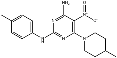 N~2~-(4-methylphenyl)-6-(4-methylpiperidin-1-yl)-5-nitropyrimidine-2,4-diamine,673493-90-8,结构式