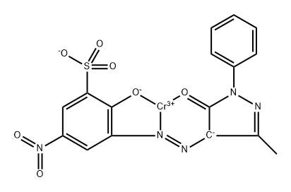 [3-[(4,5-dihydro-3-methyl-5-oxo-1-phenyl-1H-pyrazol-4-yl)azo]-2-hydroxy-5-nitrobenzenesulphonato(3-)]chromium Structure