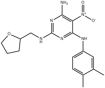 N~4~-(3,4-dimethylphenyl)-5-nitro-N~2~-(tetrahydrofuran-2-ylmethyl)pyrimidine-2,4,6-triamine,674362-85-7,结构式