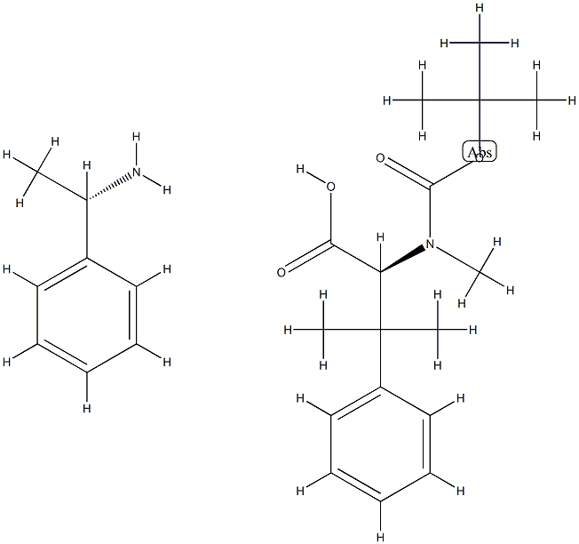 (S)-1-苯基乙胺(S)-2 - ((叔丁氧羰基)(甲基)氨基)-3-甲基-3-苯基丁酸,676487-36-8,结构式