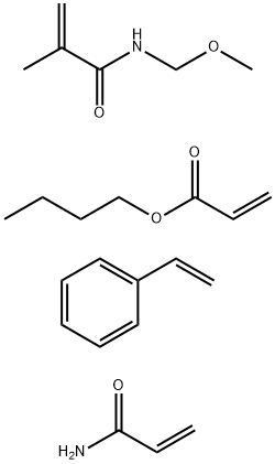 2-Propenoic acid, butyl ester, polymer with ethenylbenzene, N-(methoxymethyl)-2-methyl-2-propenamide and 2-propenamide 化学構造式