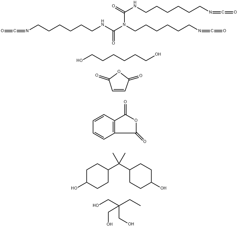 Hexamethylene diisocyanate biuret, phthalic anhydride, maleic anhydride, trimethylolpropane, 1,6-hexanediol, hydrogenated bisphenol A polymer,67892-85-7,结构式