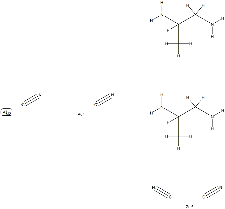 bis(propane-1,2-diamine-N,N')zinc bis[di(cyano-C)aurate] Structure