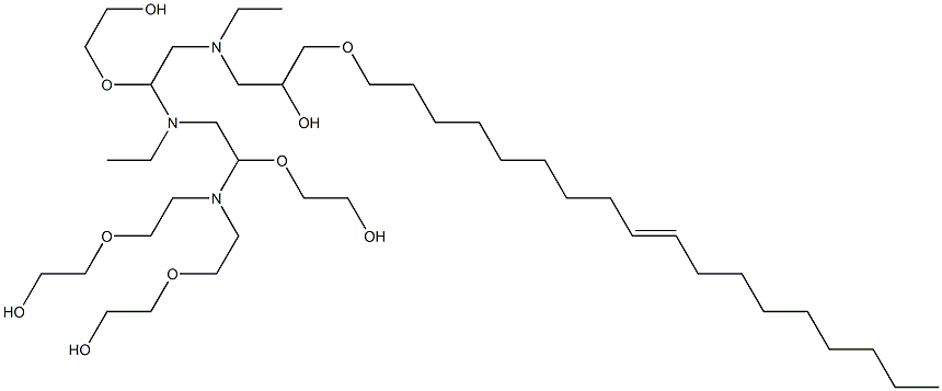 Poly(oxy-1,2-ethanediyl), α-hydro-ω-hydroxy-, ether with 1-[[2-[[2-[bis(2-hydroxyethyl) amino]ethyl](2-hydroxyethyl)amino]ethyl](2-hydroxyethyl )amino]-3-(9-octadecenyloxy)-2-propanol (4:1), (Z)-,68015-68-9,结构式