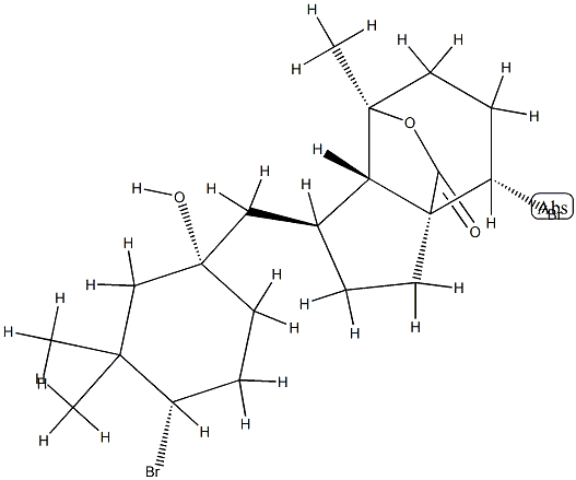 (1S,7aα)-4β-ブロモ-1α-[[(1S,4S)-4-ブロモ-1-ヒドロキシ-3,3-ジメチルシクロヘキシル]メチル]オクタヒドロ-7-メチル-7β,3aβ-(エポキシメタノ)-3aH-インデン-9-オン 化学構造式