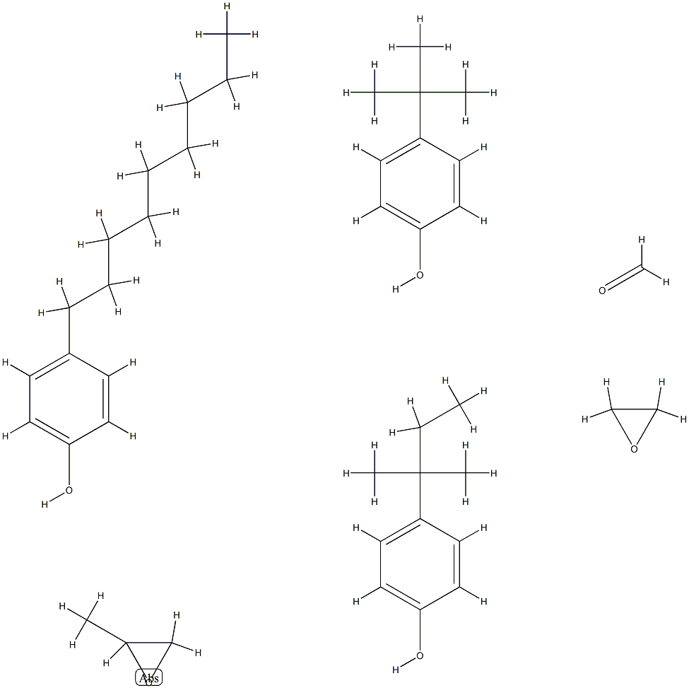 Formaldehyde, polymer with 4-(1,1-dimethylethyl)phenol, 4-(1,1-dimethylpropyl)phenol, methyloxirane, 4-nonylphenol and oxirane,68155-79-3,结构式