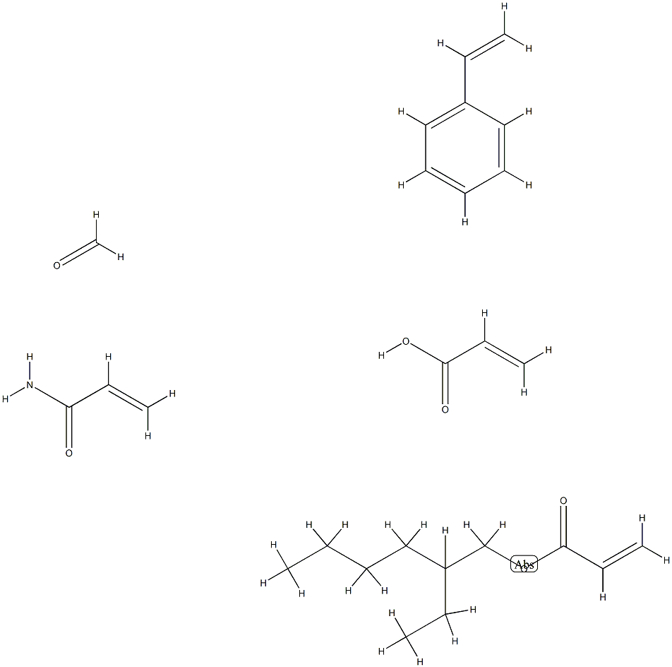 2-Propenoic acid, polymer with ethenylbenzene, 2-ethylhexyl 2-propenoate and 2-propenamide, reaction products with formaldehyde, butylated Structure