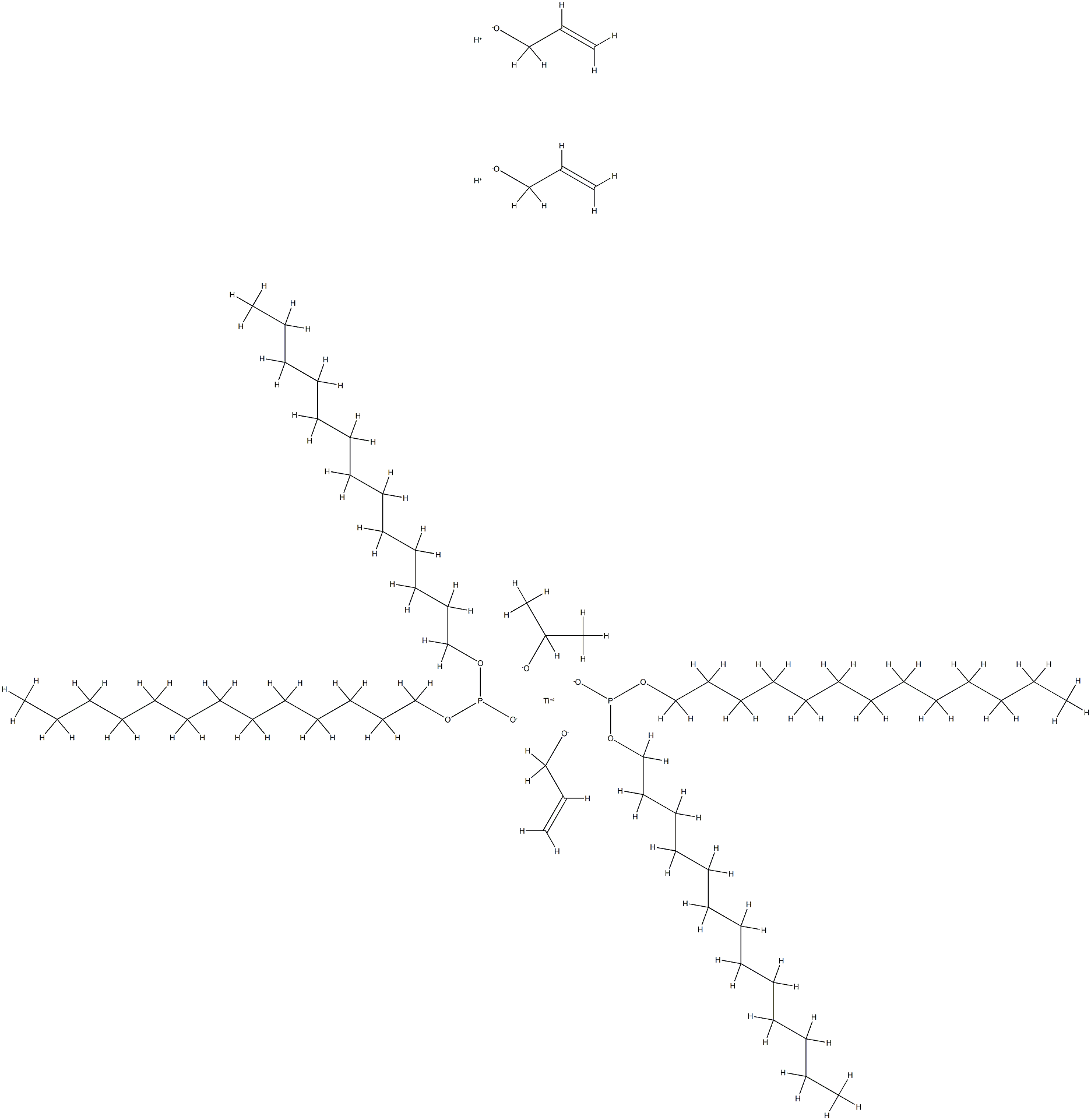 dihydrogen bis(ditridecyl phosphito-O'')(propan-2-olato)tris(prop-2-en-1-olato)titanate(2-) 结构式