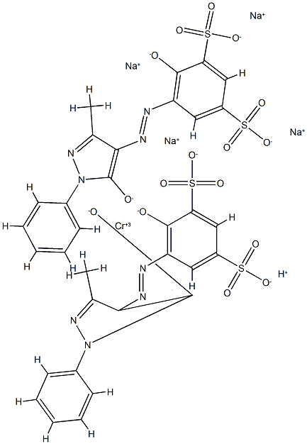 tetrasodium hydrogen bis[5-[(4,5-dihydro-3-methyl-5-oxo-1-phenyl-1H-pyrazol-4-yl)azo]-4-hydroxybenzene-x,3-disulphonato(4-)]chromate(5-) 结构式