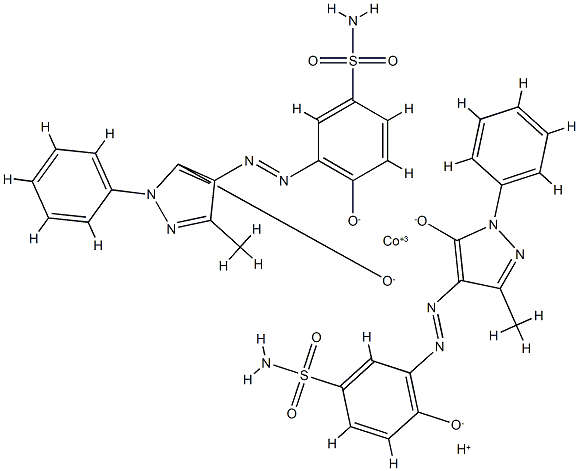 hydrogen bis[3-[(4,5-dihydro-3-methyl-5-oxo-1-phenyl-1H-pyrazol-4-yl)azo]-4-hydroxybenzenesulphonamidato(2-)]cobaltate(1-) Structure