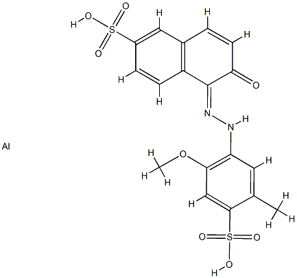 Aluminum, 6-hydroxy-5-[(2-methoxy-5-methyl-4-sulfophenyl)azo]-2-naphthalenesulfonic acid complex  Struktur