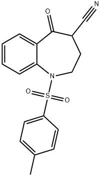 5-oxo-1-tosyl-2,3,4,5-tetrahydro-1H-benzo[b]azepine-4-carbonitrile Struktur
