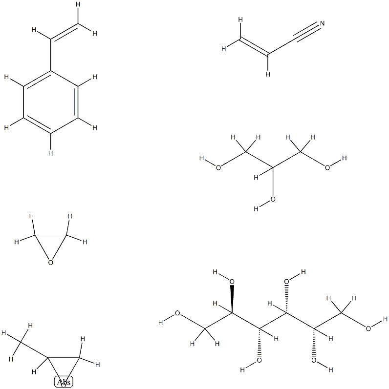 D-Glucitol, polymer with ethenylbenzene, methyloxirane, oxirane, 1,2,3-propanetriol and 2-propenenitrile|